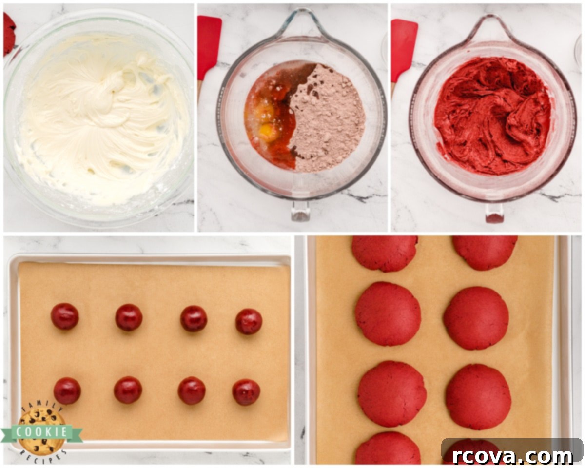 Crimson Velvet Holiday Treats 6 Ingredients laid out for making red velvet cookies, featuring a box of cake mix, eggs, and oil, highlighting the simplicity of the recipe