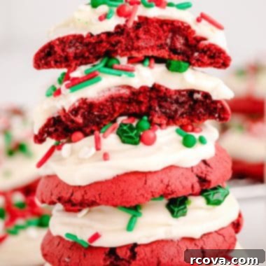 Crimson Velvet Holiday Treats 10 stack of red velvet Christmas cookies