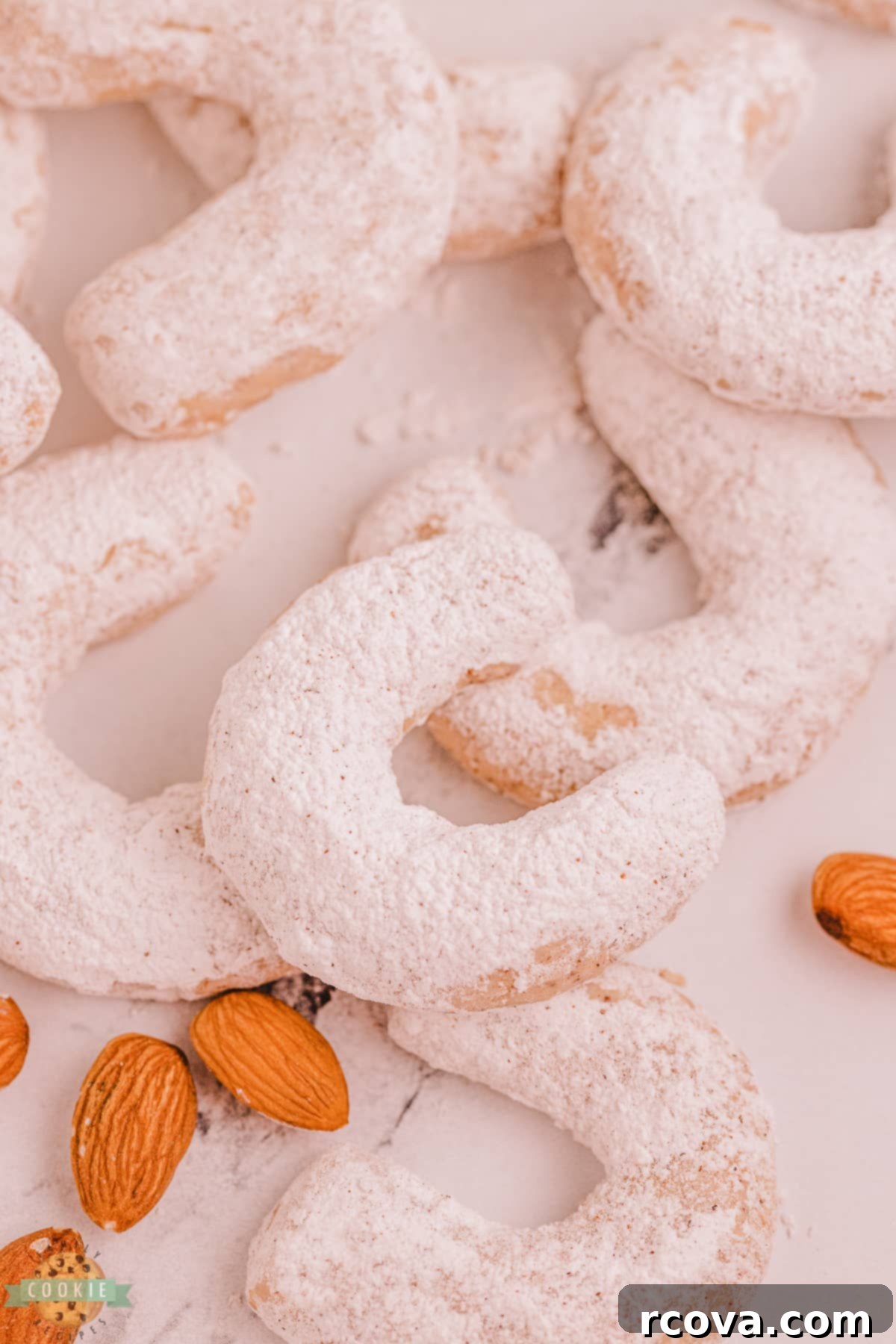 Golden Cinnamon Almond Moons 2 almond crescent cookies