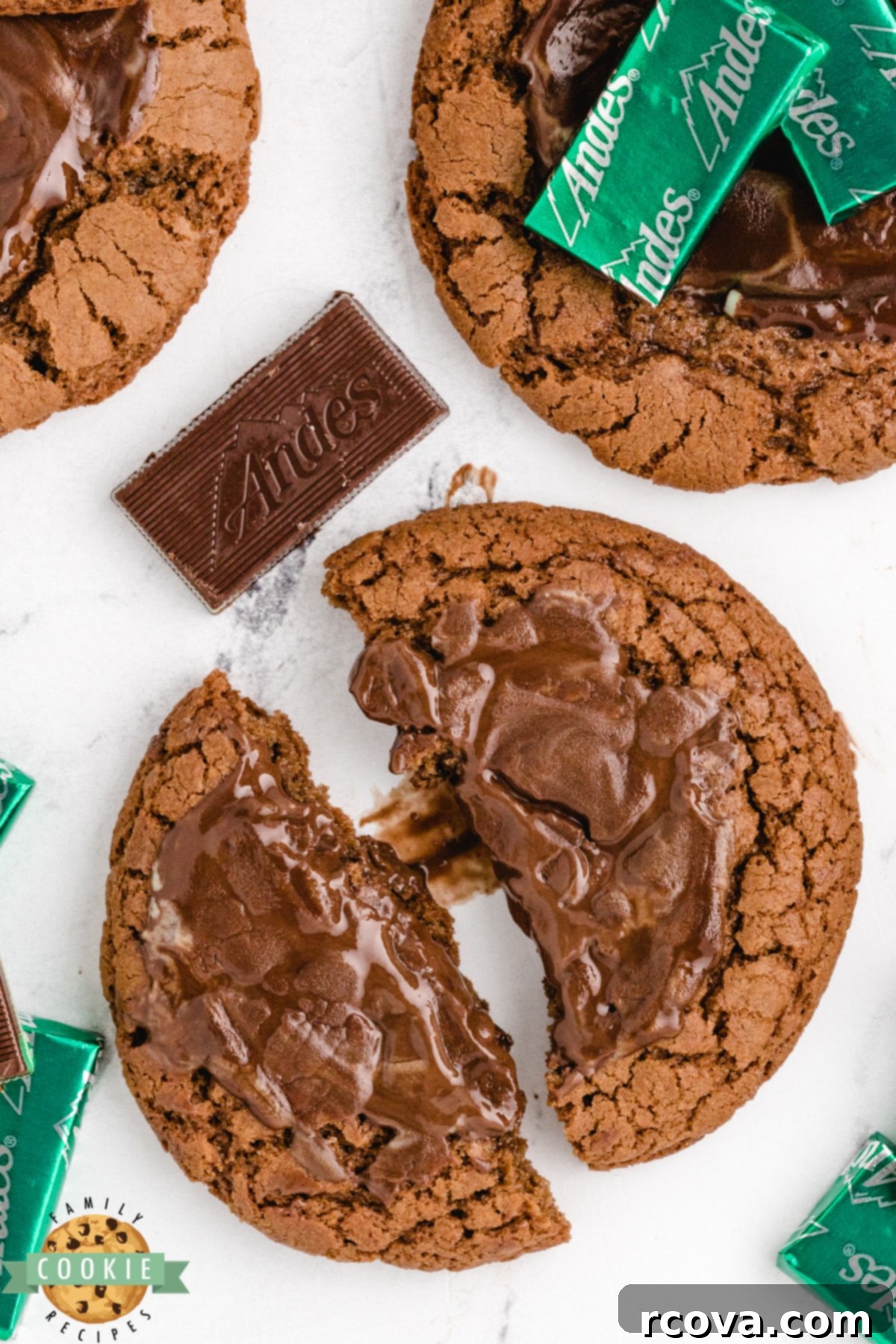 Decadent Andes Mint Chocolate Cookies 7 Andes Mint Chocolate Cookies are chewy, chocolate and frosted with a melted Andes mint! These cookies are the perfect combination of chocolate and mint.