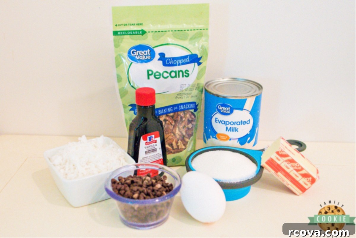 Decadent German Chocolate Cookies 4 Ingredients for the creamy coconut pecan topping for German Chocolate cookies