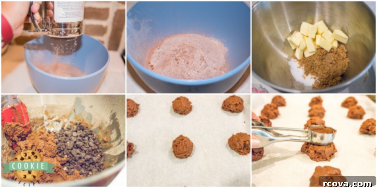 Decadent German Chocolate Cookies 5 Steps showing how to make German Chocolate Cookies
