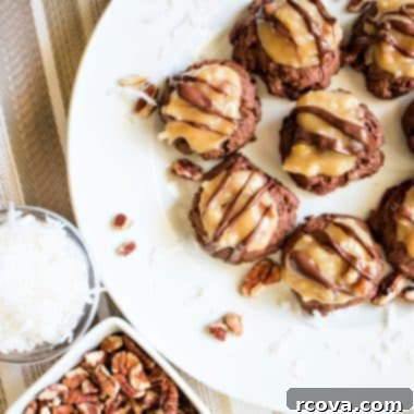 Decadent German Chocolate Cookies 8 German Chocolate Cookies with coconut pecan topping