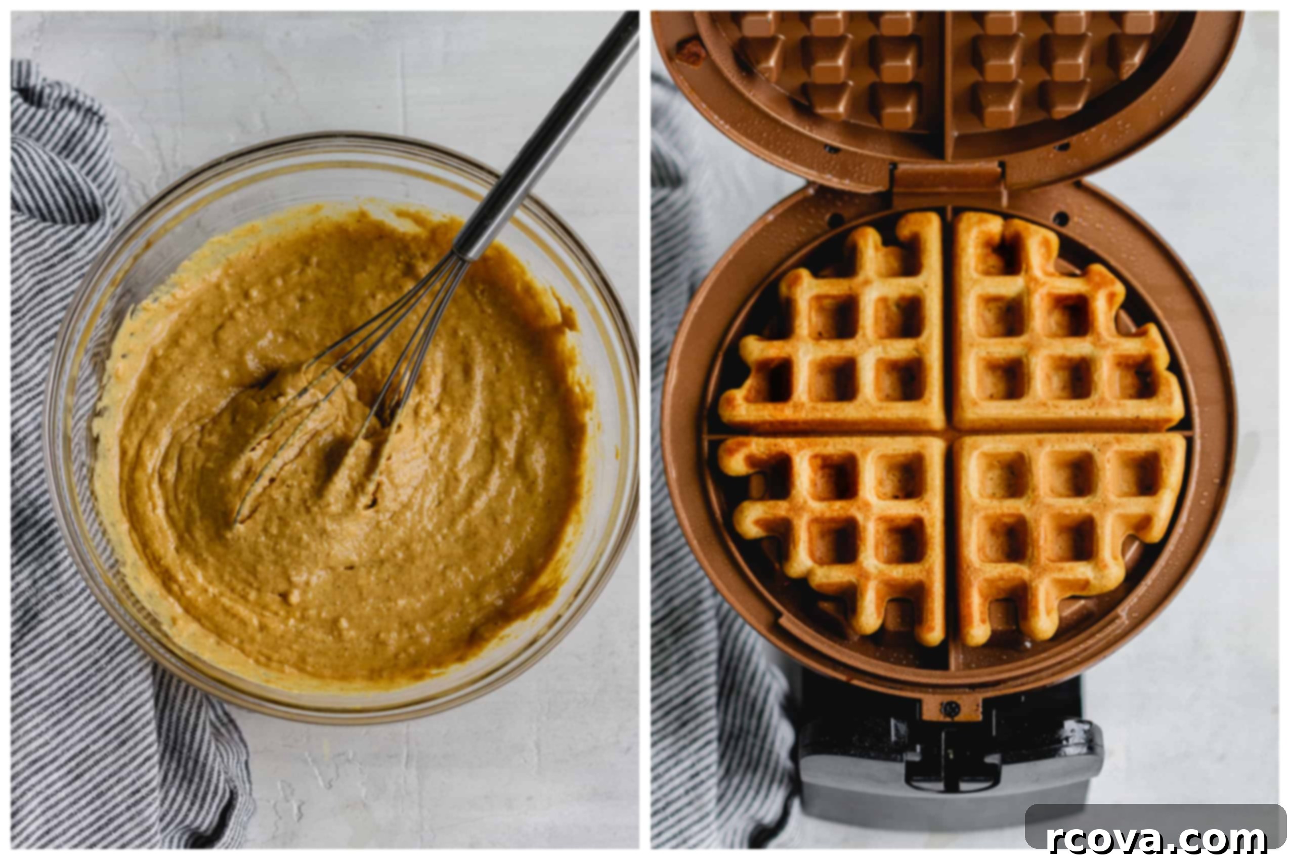 Harvest Pumpkin Paleo Waffles 3 pumpkin mix in bowl with whisk
