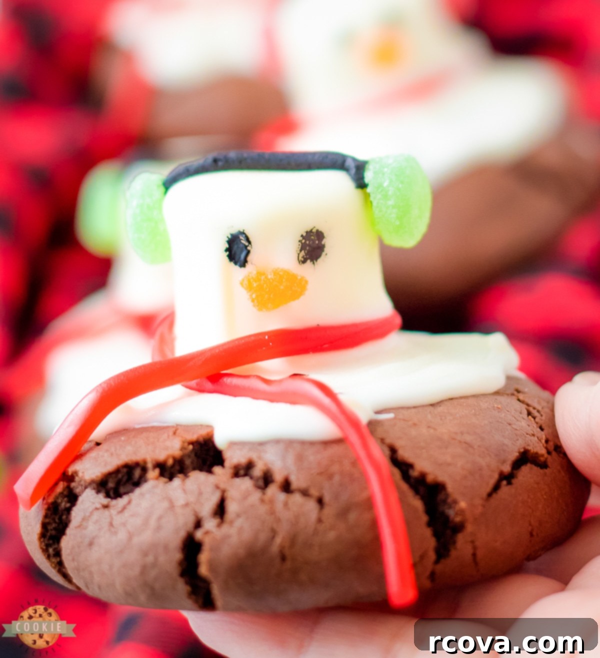 Festive Peppermint Snowman Delights 4 holding a peppermint snowman cookie