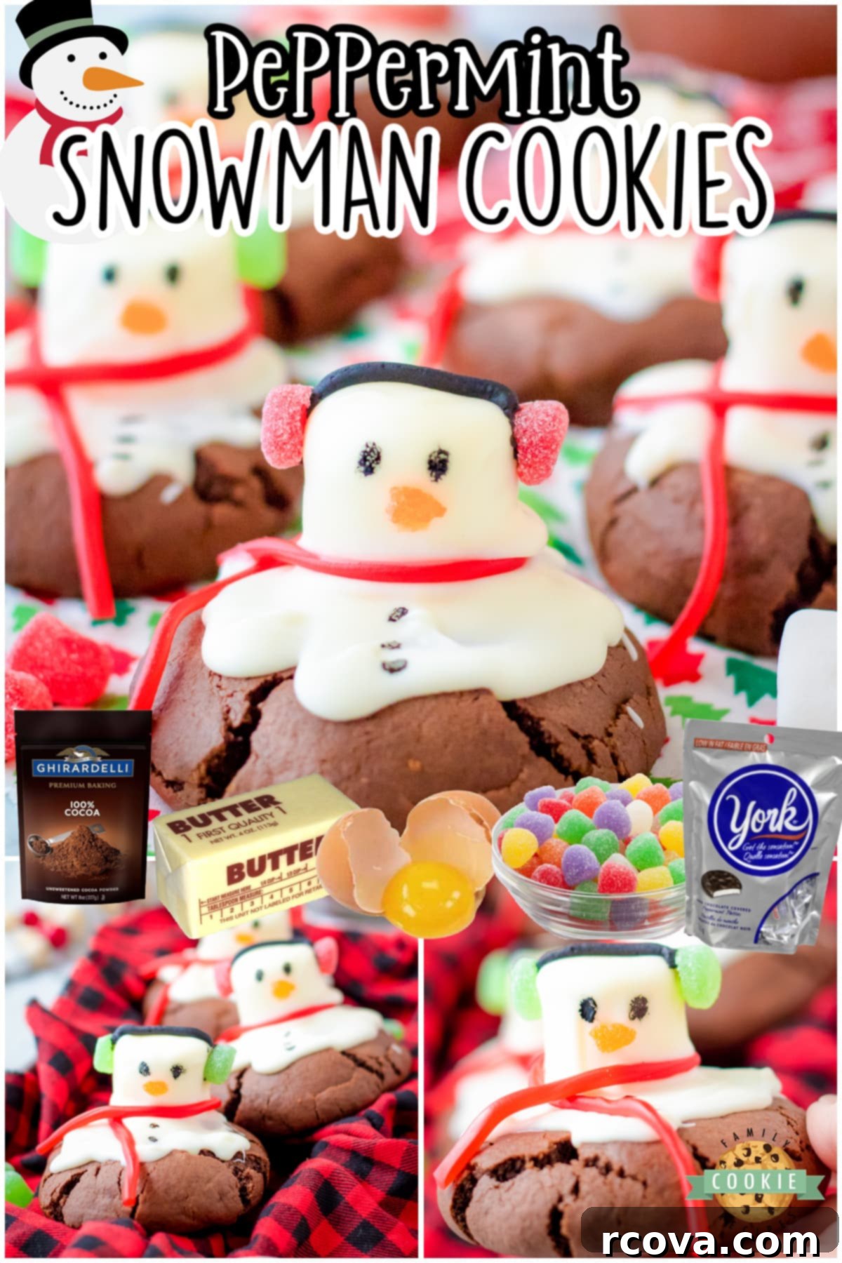 Festive Peppermint Snowman Delights 8 Peppermint snowman cookies are a festive wintery treat! Chocolate cookies stuffed with peppermint patties & decorated with a candy-covered snowman. These cookies are almoPeppermint snowman cookies are a festive wintery treat! Chocolate cookies stuffed with peppermint patties & decorated with a candy-covered snowman. These cookies are almost too cute to eat!st too cute to eat!