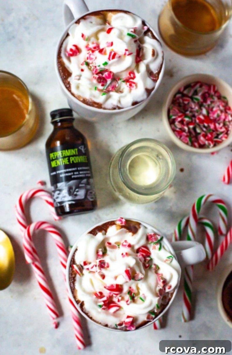 Guilt-Free Peppermint Mocha Delight 7 Skinny Peppermint Mocha in a clear mug with chocolate shavings