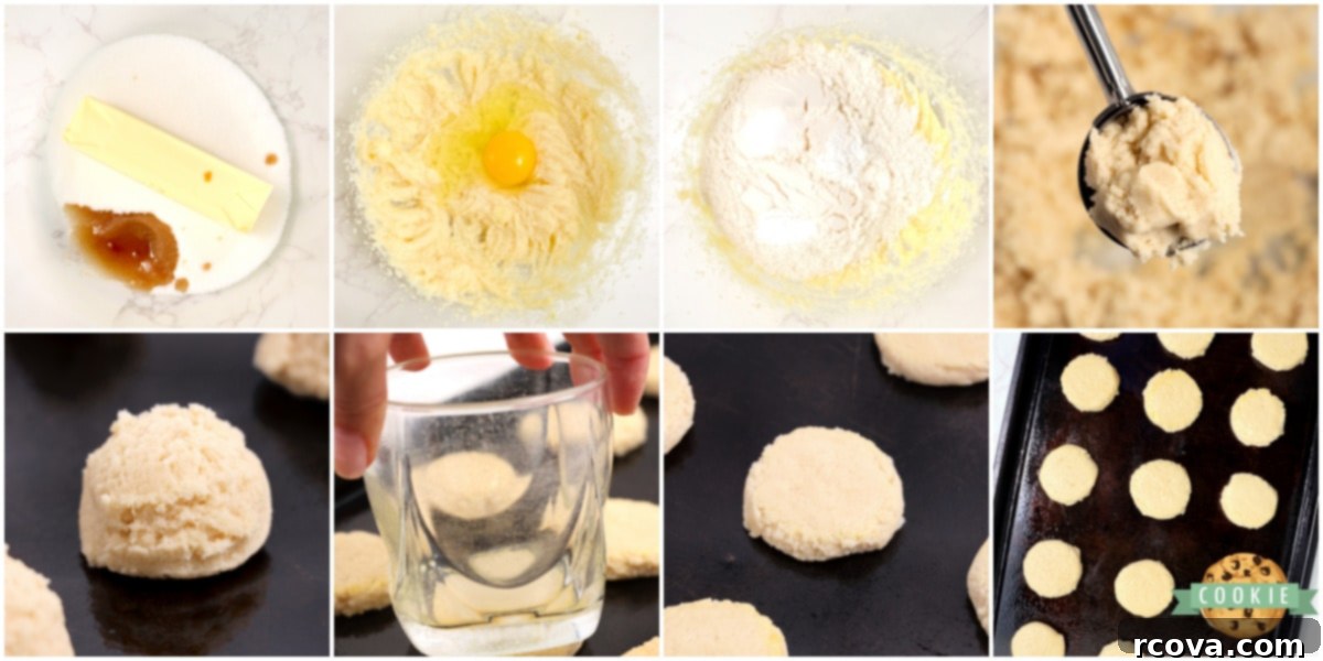 Festive Christmas Sugar Cookies 5 Step-by-step process of making no-chill sugar cookies without rolling or cutting.