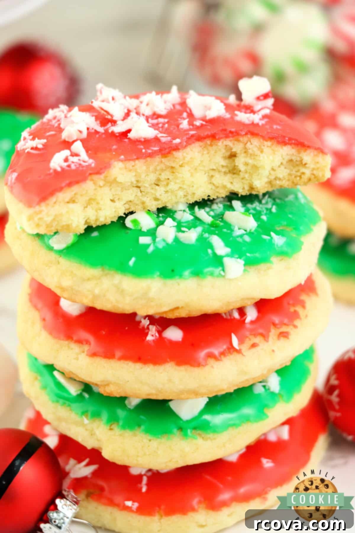 Festive Christmas Sugar Cookies 9 Close-up of a festive and simple holiday cookie recipe for Christmas.