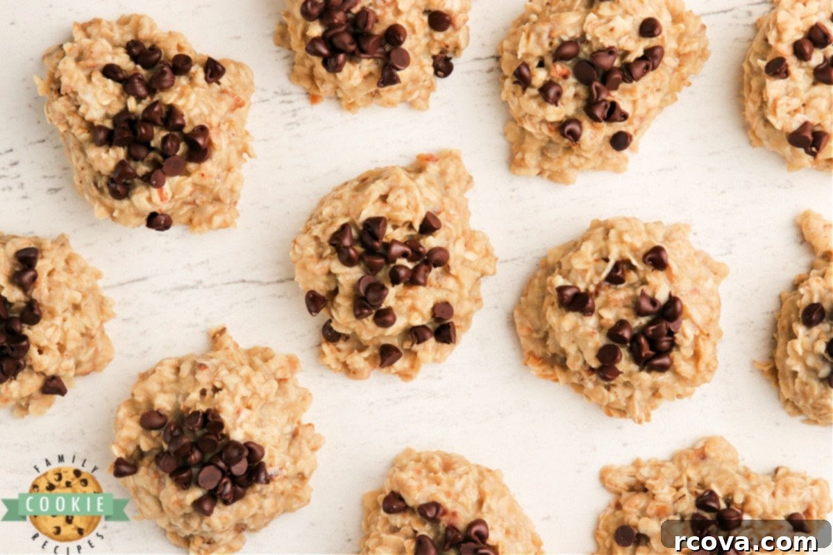 Effortless Banana Oat Treats 4 A plate of golden brown banana no-bake cookies, ready to eat.