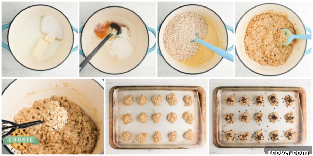 Effortless Banana Oat Treats 6 A series of three images showing the step-by-step process of making Banana Oatmeal No-Bake Cookies.