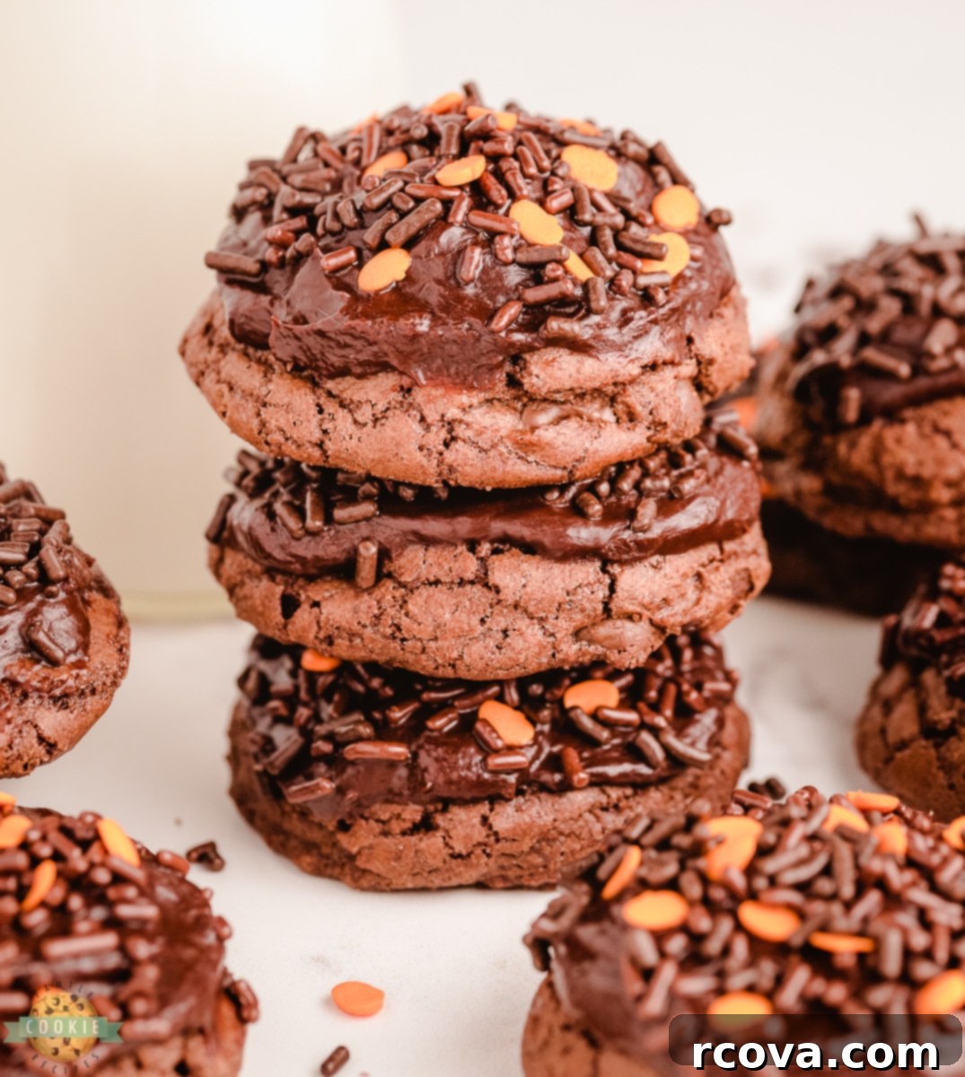 Bewitching Brownie Cookies 4 stack of Halloween brownie cookies