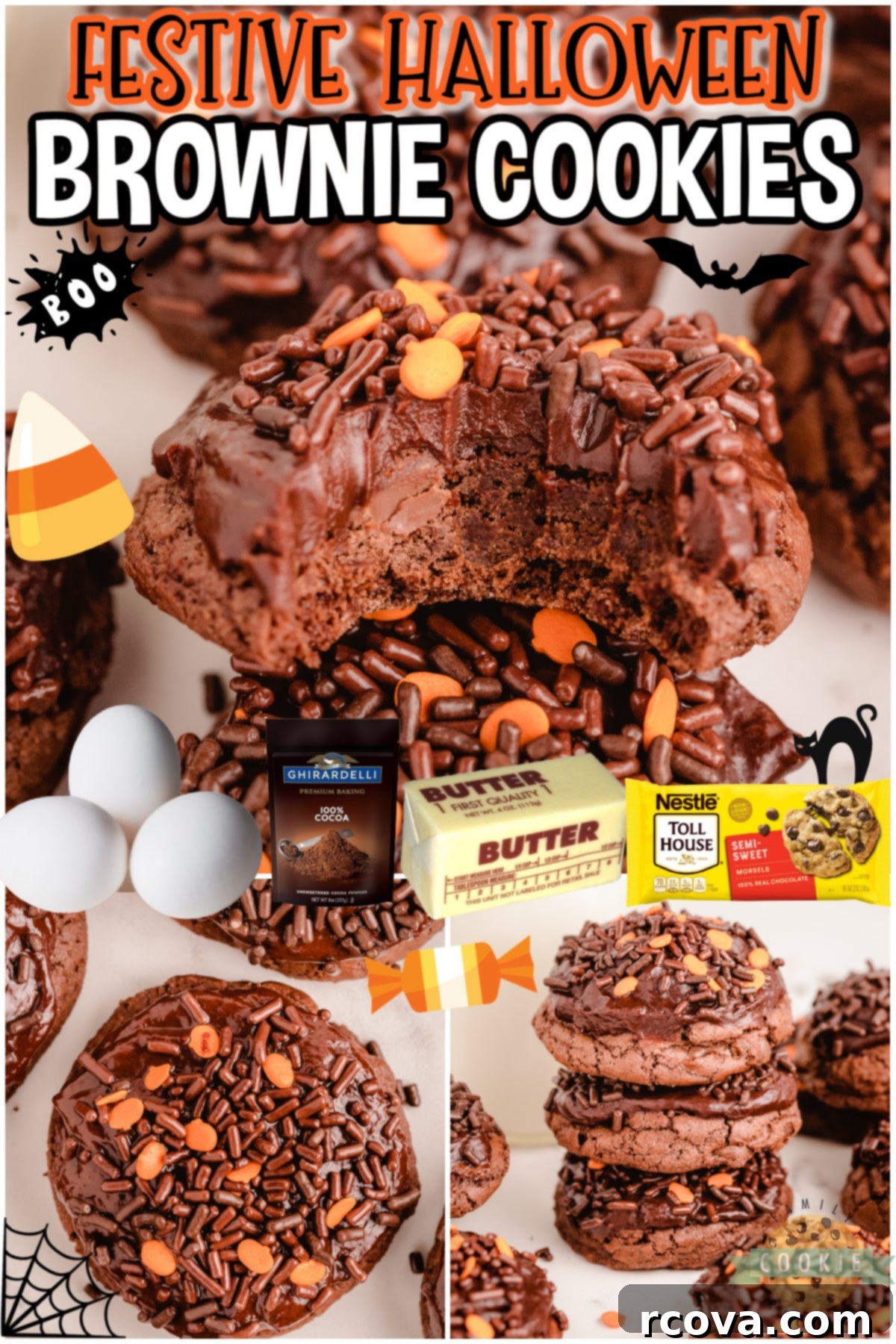 Bewitching Brownie Cookies 7 Halloween Brownie Cookies are everything you love about brownies, in cookie form! Soft & chewy with a decadent chocolate icing, these festive cookies are perfect for chocolate lovers!