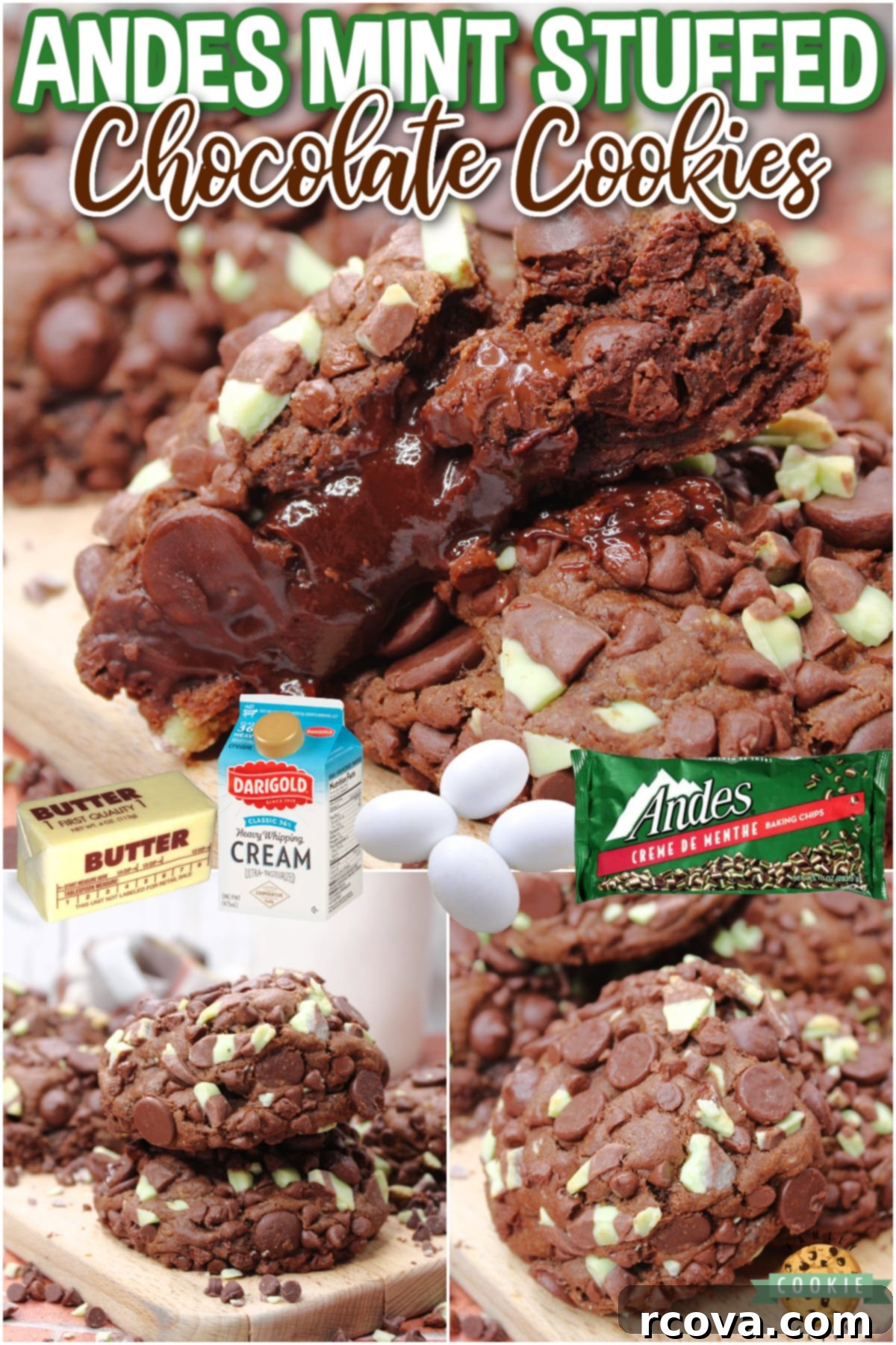 Decadent Chocolate Cookies with Andes Mint Centers 6 Andes Mint Stuffed Chocolate Cookies are rich chocolate mint cookies that are filled with chocolate ganache and a grasshopper cookie in the middle. Tons of mint flavor in this amazing chocolate cookie recipe!