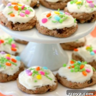 Silent Carrot Delights 9 Delightful Carrot Cake Cookies with rich cream cheese frosting.