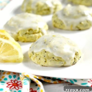 Sun-Kissed Lemon Poppy Delights 6 Lemon Poppyseed Cookies with glaze