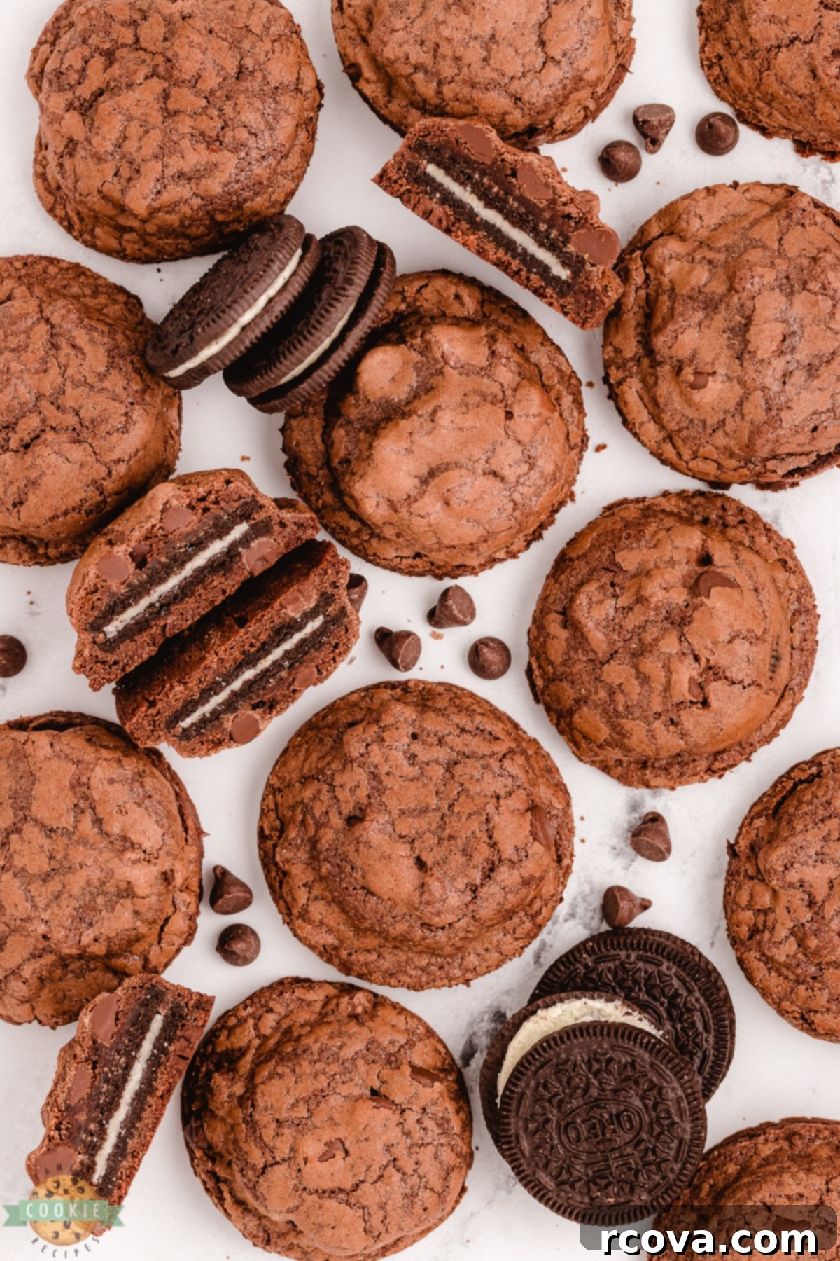 Decadent Oreo-Stuffed Brownie Cookies 3 oreo stuffed brownie cookies