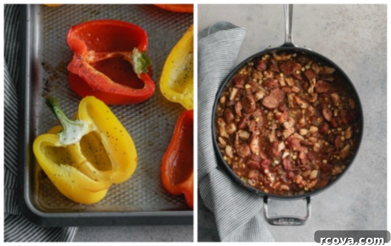 Savory Bell Peppers Filled with Gluten-Free Jambalaya 5 fresh bell peppers, onions, and celery for the holy trinity