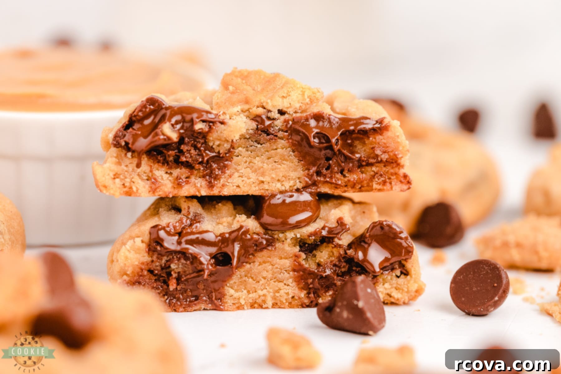 Ultimate Nutter Butter Chocolate Chip Peanut Butter Cookies 4 Freshly baked chocolate chip cookies with visible Nutter Butter pieces cooling on a wire rack