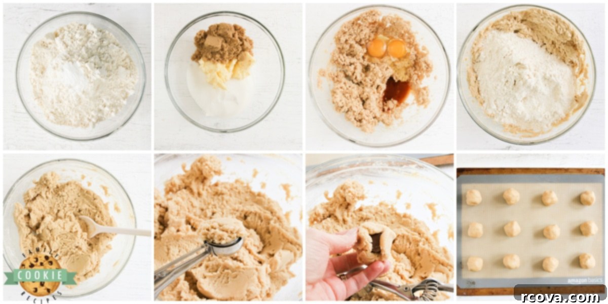Caramel Lava Rolo Cookies 5 Step by step instructions on how to make Stuffed Rolo Cookies, showing dough wrapping a Rolo