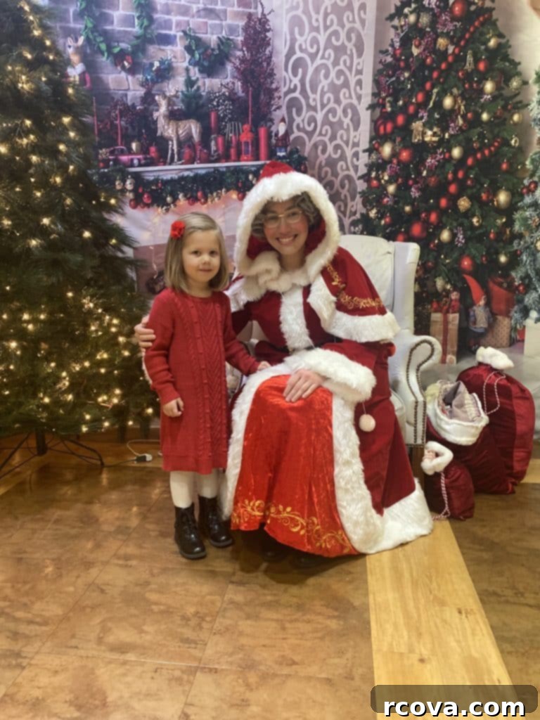 Velvet Chocolate Oatmeal Cream Pies 16 A young girl smiling at a preschool Christmas program with a festive background