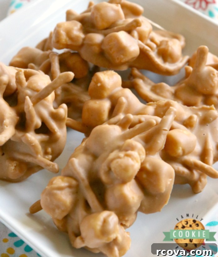 Gooey Peanut Butter Marshmallow No-Bake Bites 2 A vibrant pile of Marshmallow Peanut Butter No Bake Cookies, showcasing their delightful texture and golden-brown hue, ready to be enjoyed as a quick and easy dessert.