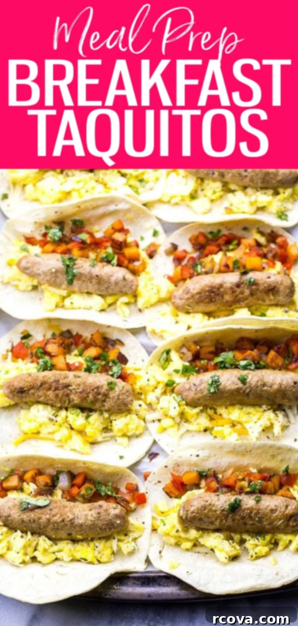 Batch Cook Breakfast Taquitos for Easy Mornings 10 These Freezer-Friendly Breakfast Taquitos are the ultimate make-ahead breakfast for busy mornings, with scrambled eggs and breakfast sausage. #breakfasttaquitos #mealprep #freezerfriendly