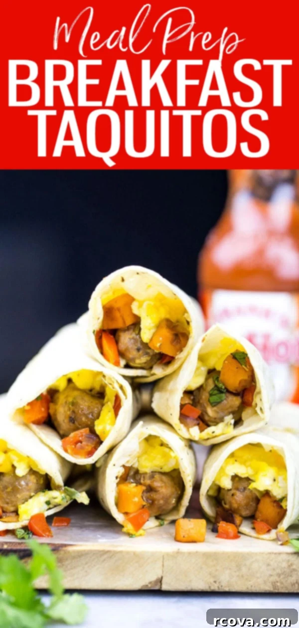 Batch Cook Breakfast Taquitos for Easy Mornings 11 These Freezer-Friendly Breakfast Taquitos are the ultimate make-ahead breakfast for busy mornings, with scrambled eggs and breakfast sausage. #breakfasttaquitos #mealprep #freezerfriendly