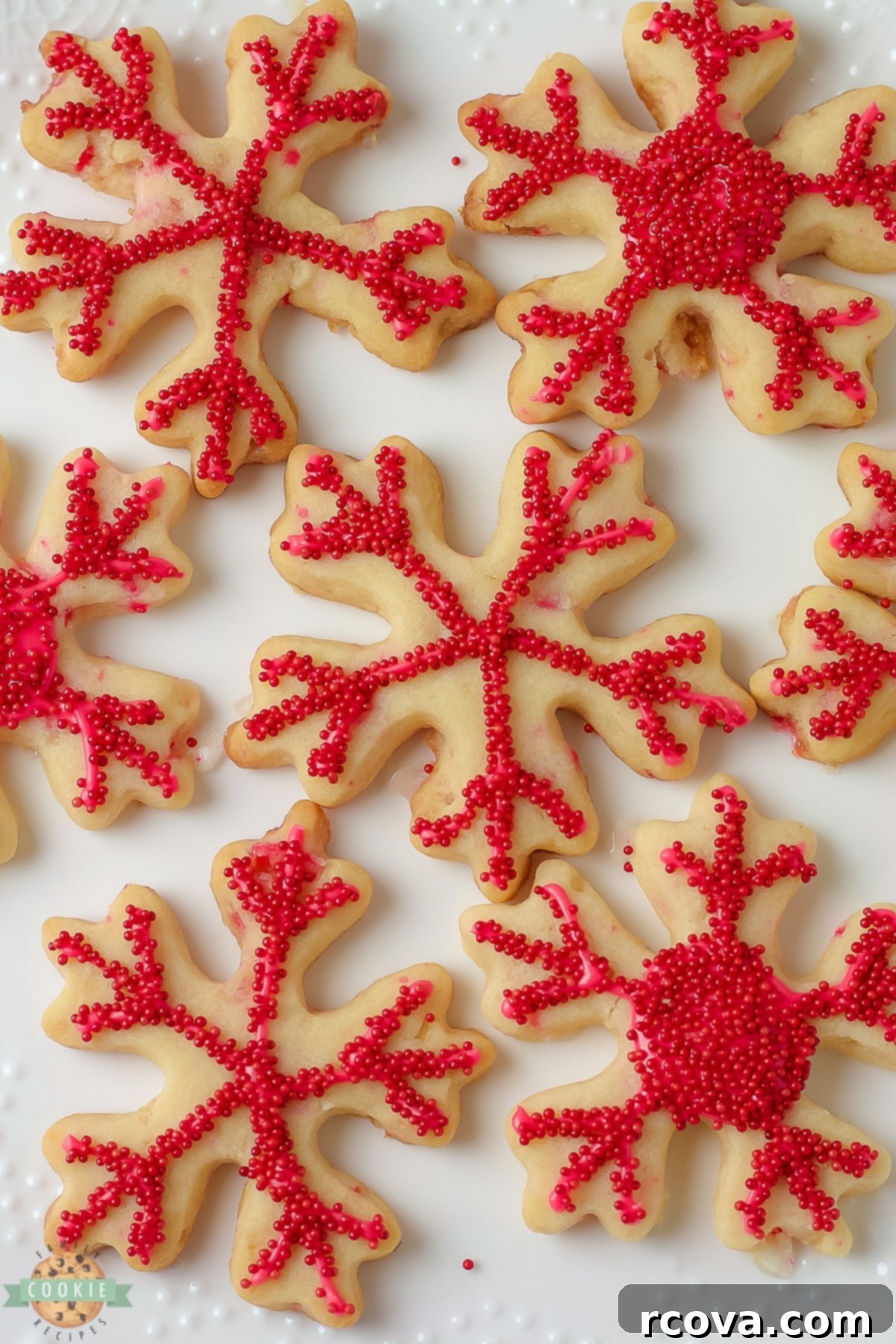 Peppermint Holiday Cookie Designs 8 red snowflake peppermint cut out cookies