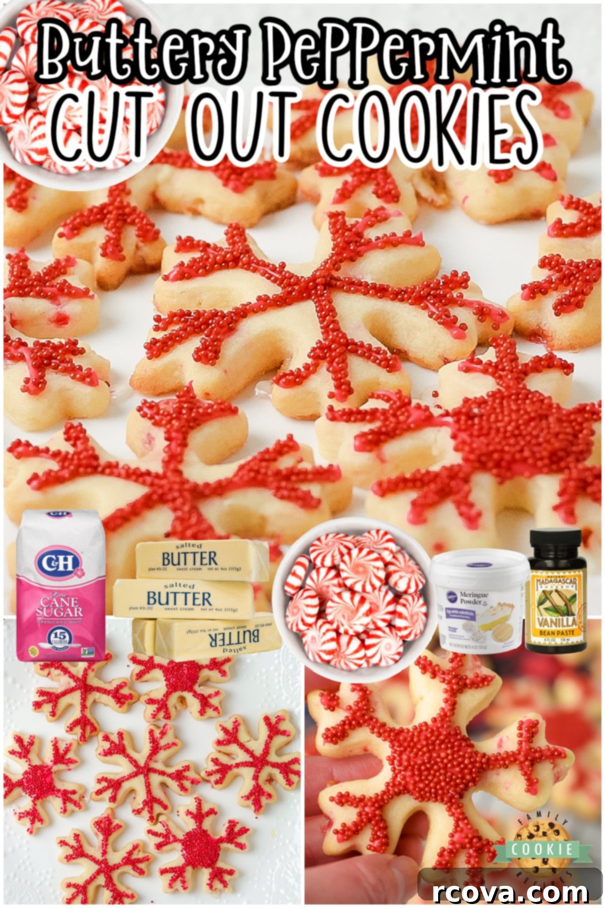 Peppermint Holiday Cookie Designs 9 Peppermint Cutout cookies made with classic ingredients + crushed candy canes and a simple vanilla glaze! Buttery, festive cut out sugar cookies perfect for Christmas!