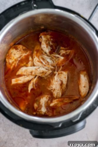 Flavorful Salsa Shredded Chicken for Instant Pot or Slow Cooker 5 Instant Pot set to high pressure for salsa chicken