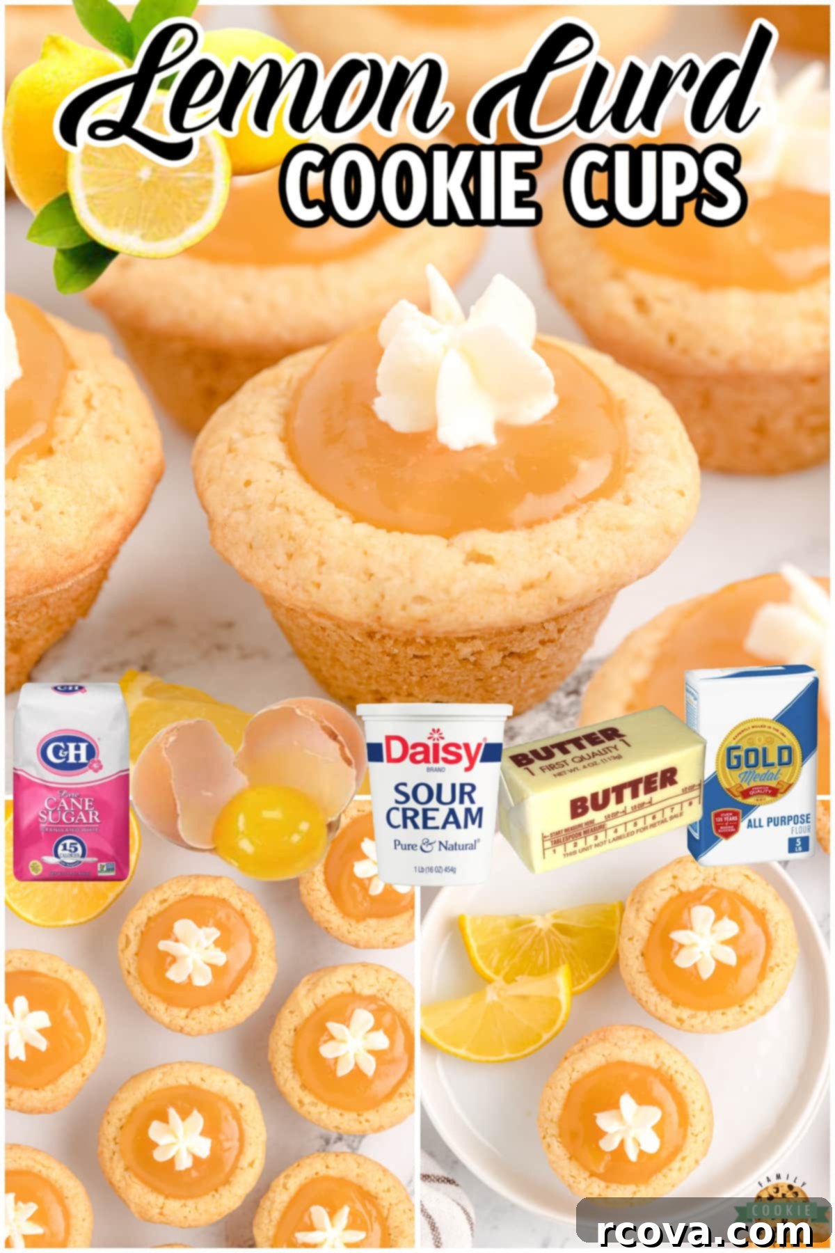 Zesty Lemon Curd Cookies 6 Bright, tangy Lemon Curd Cookies made with a buttery cookie crust and filled with lemon curd! These flavorful homemade cookie cups are perfect for lemon lovers!