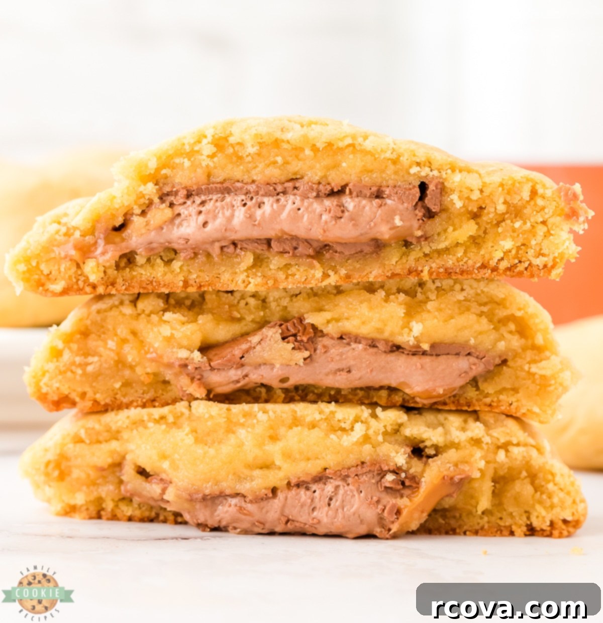 Out of This World Milky Way Cookies 9 milky way stuffed cookies cut in half
