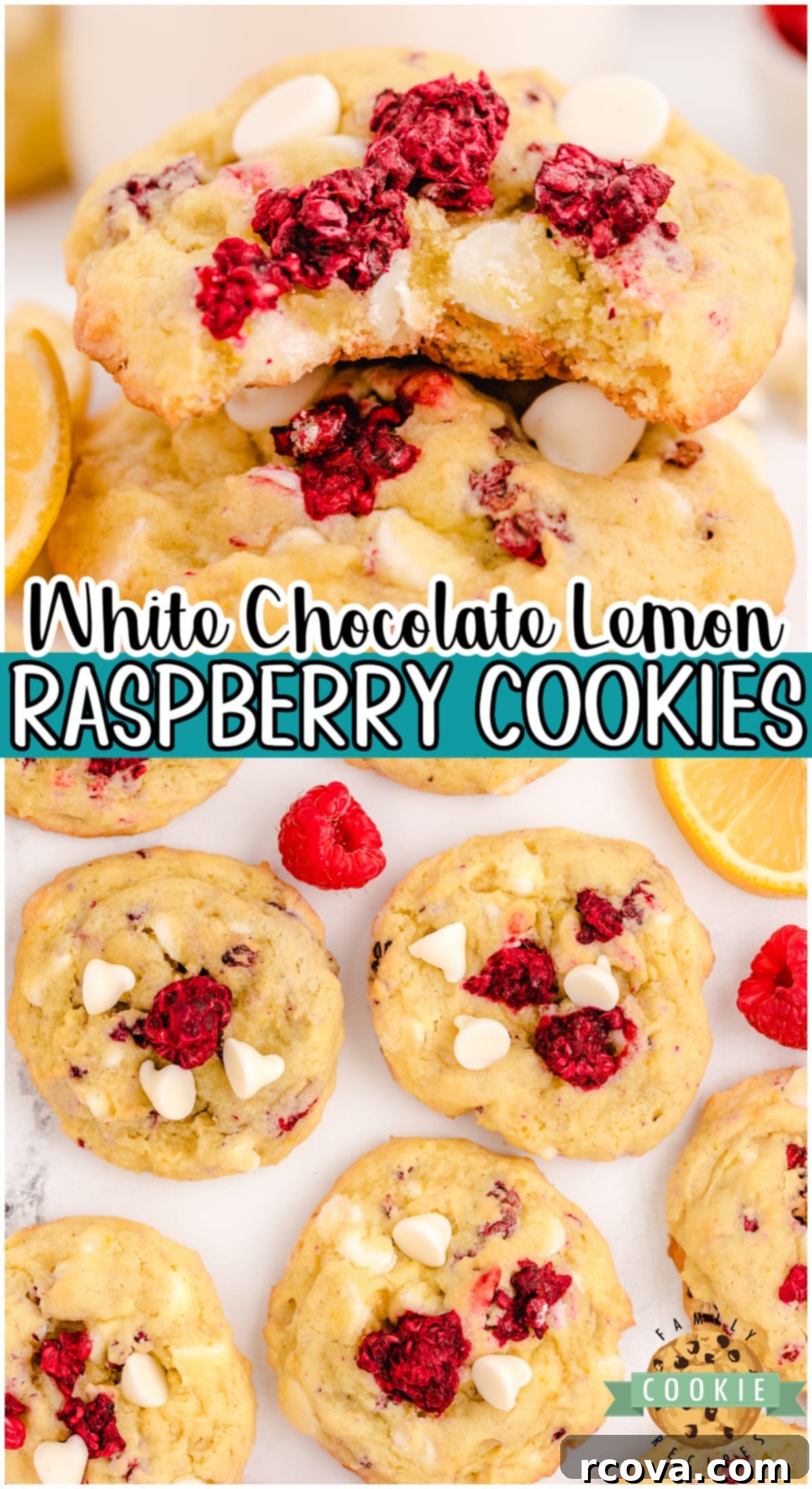 Zesty Lemon Raspberry Cookies 9 Lemon Raspberry Cookies are soft, chewy cookies made with lemon pudding mix & raspberries! Great flavor and texture to this lemon raspberry cookie with white chocolate chips.