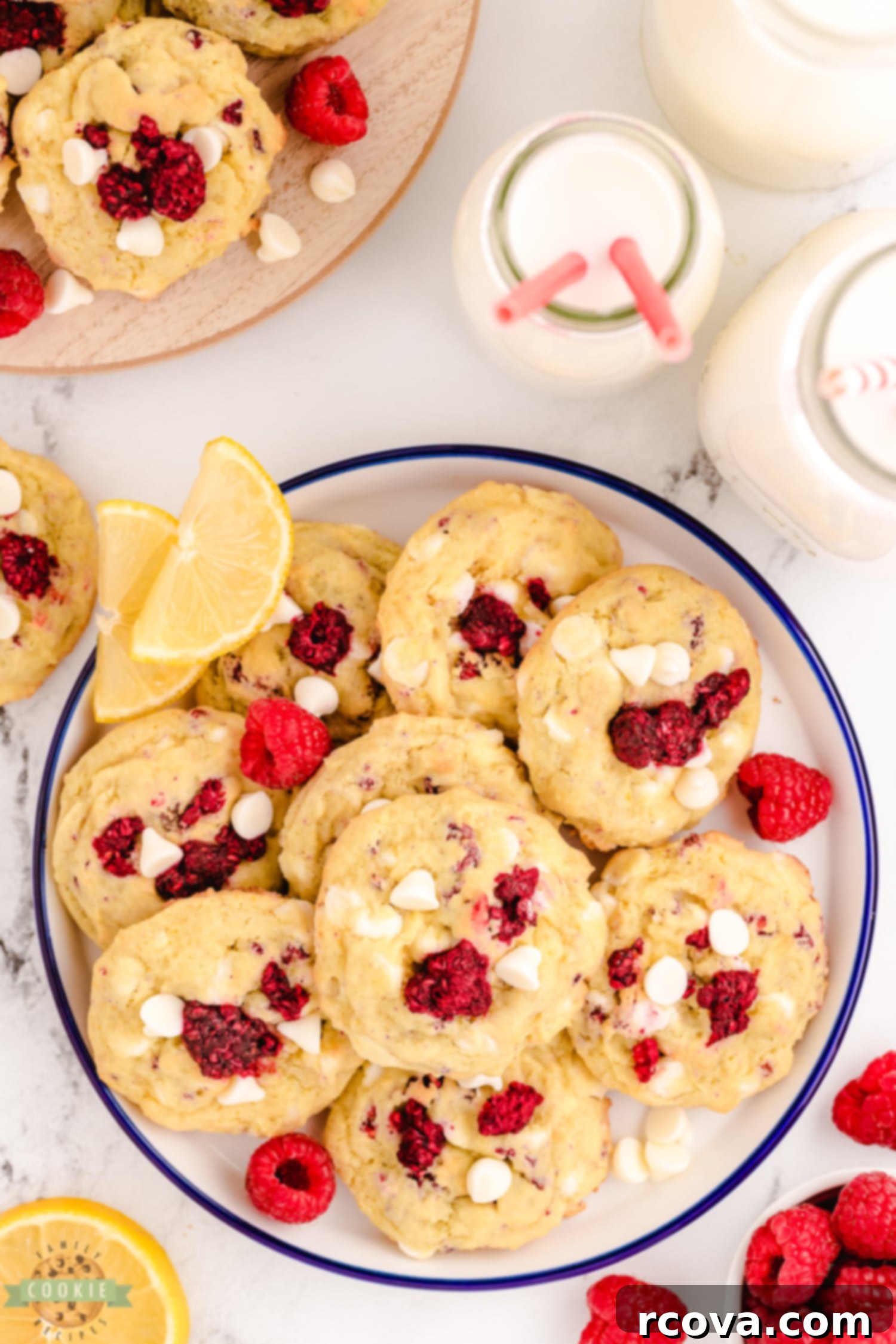 Zesty Lemon Raspberry Cookies 7 plateful of raspberry lemon cookies