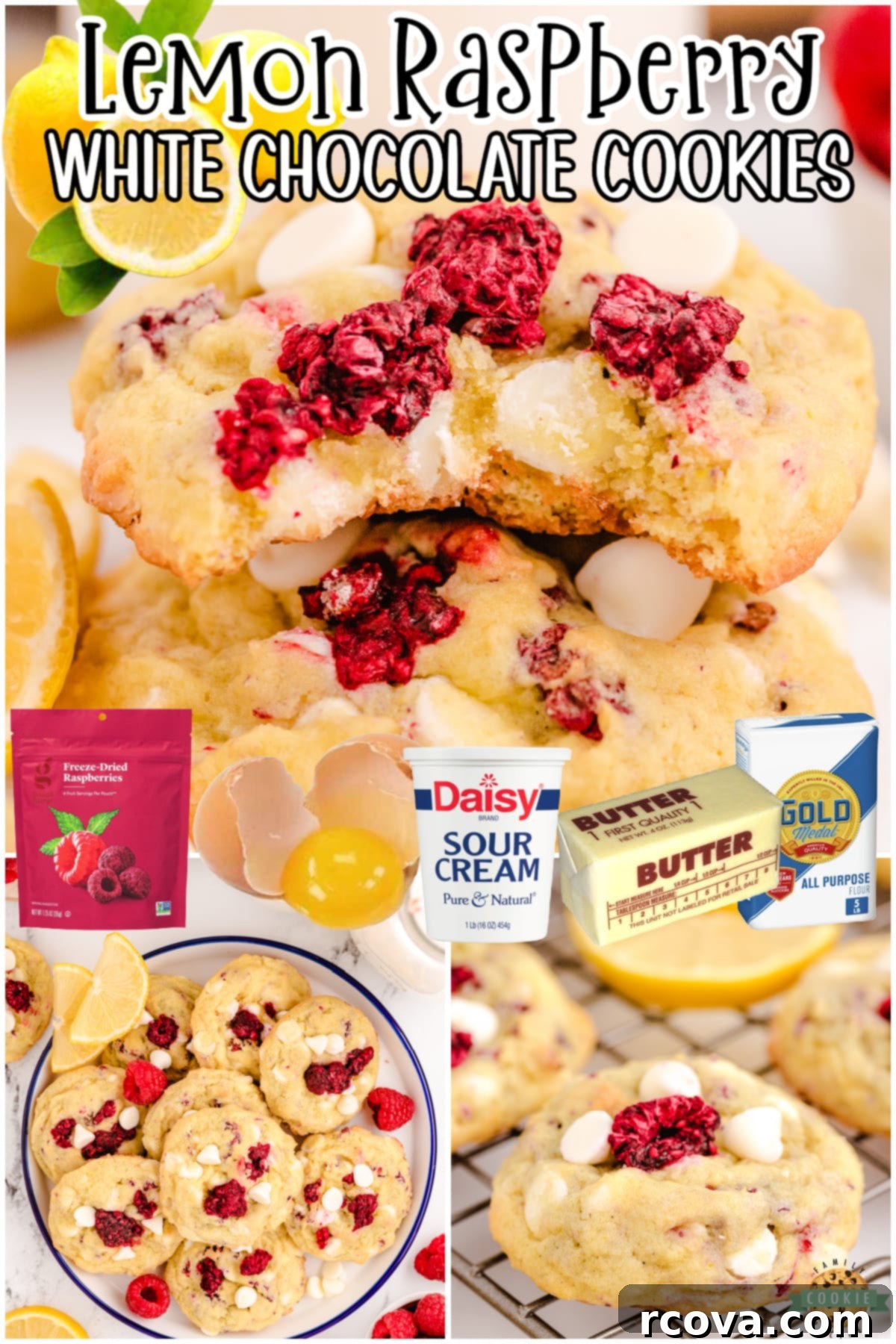 Zesty Lemon Raspberry Cookies 8 Lemon Raspberry Cookies are soft, chewy cookies made with lemon pudding mix & raspberries! Great flavor and texture to this lemon raspberry cookie with white chocolate chips.