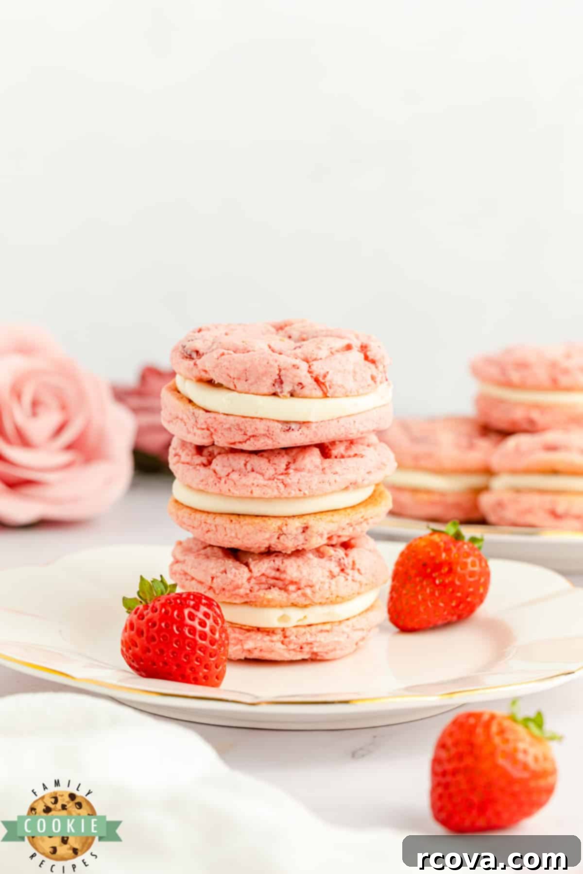 Strawberry Cake Sandwich Delights 9 Cookie sandwiches made with cake mix and cream cheese filling