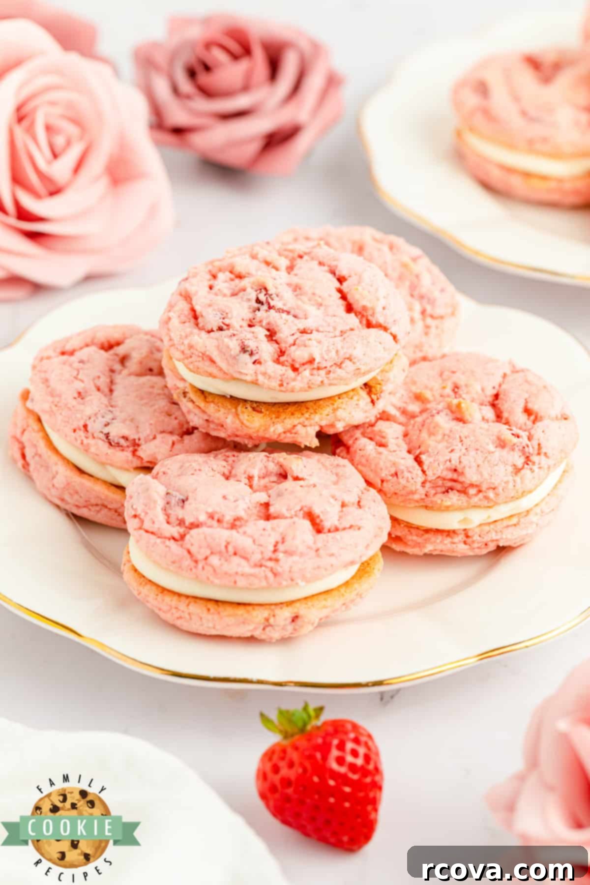 Strawberry Cake Sandwich Delights 10 Strawberry cream cheese cookie sandwiches