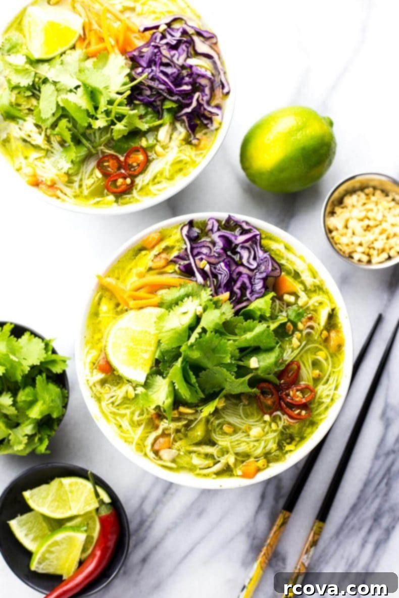 Thai Green Curry Chicken Noodle Bowls 4 Thai Green Curry Chicken Vermicelli Bowls
