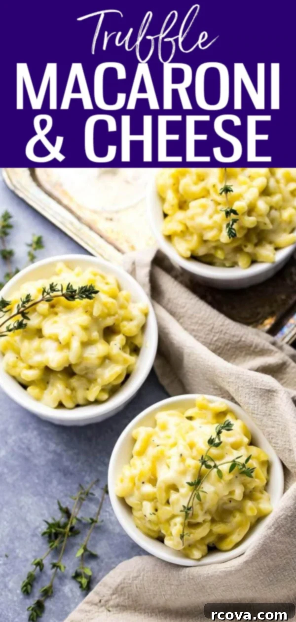 Decadent White Truffle Cheddar Mac 12 This White Cheddar Truffle Mac and Cheese is super creamy and made on the stovetop with truffle oil, white cheddar and Swiss cheese. #truffle #macandcheese