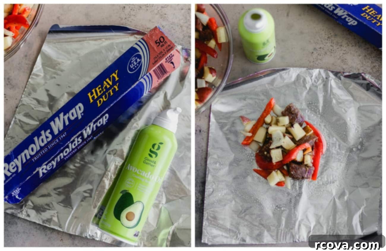 Fire Up Steak and Pepper Foil Dinners 4 How to fold Steak and Pepper Foil packets on the grill, step-by-step