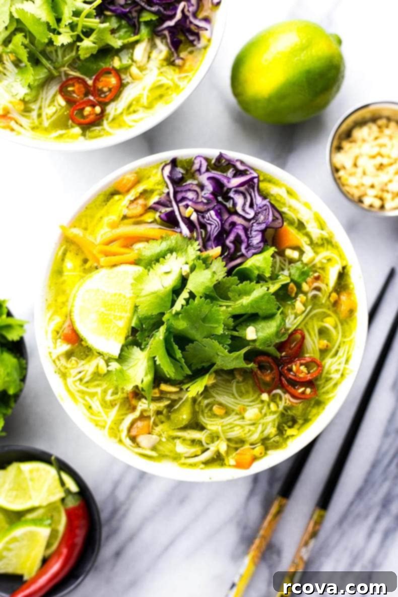 30 Festive Green Recipes for St Patricks Day 16 Thai Green Curry Chicken Vermicelli Bowls