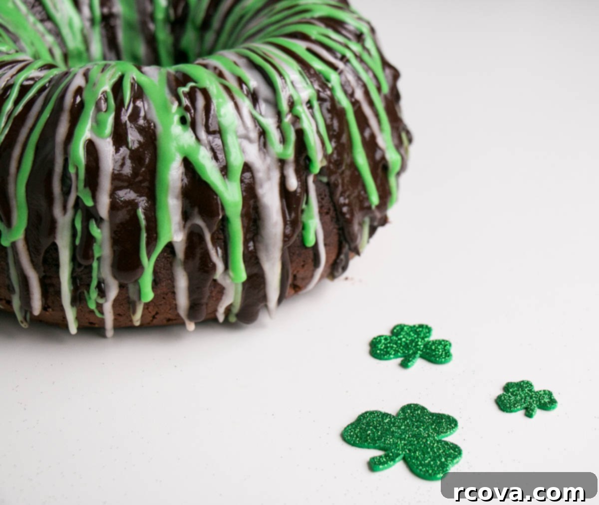 30 Festive Green Recipes for St Patricks Day 28 Chocolate Mint Chip Bundt Cake via My Kitchen Love