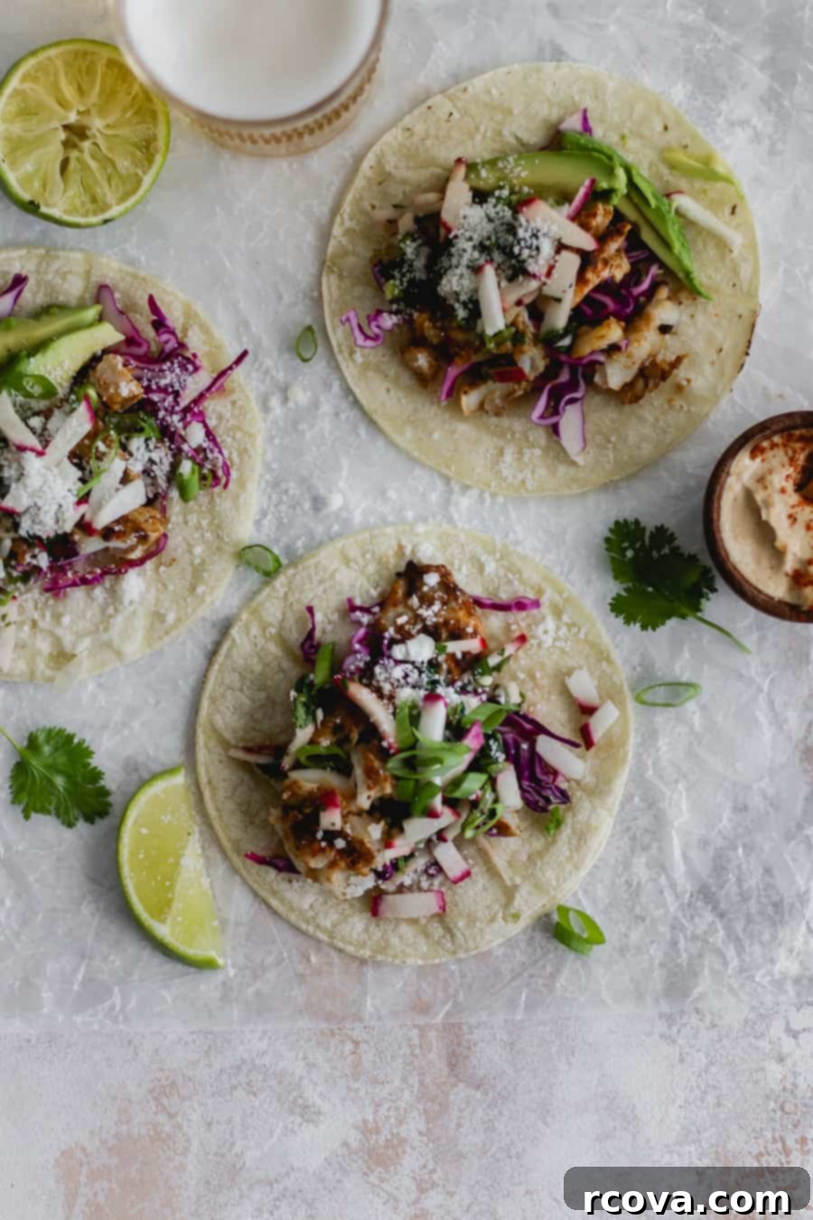 Flaky Fish Tacos with Speedy Cilantro-Radish Salsa 2 Flaky Fish Tacos with Fresh Cilantro-Radish Salsa