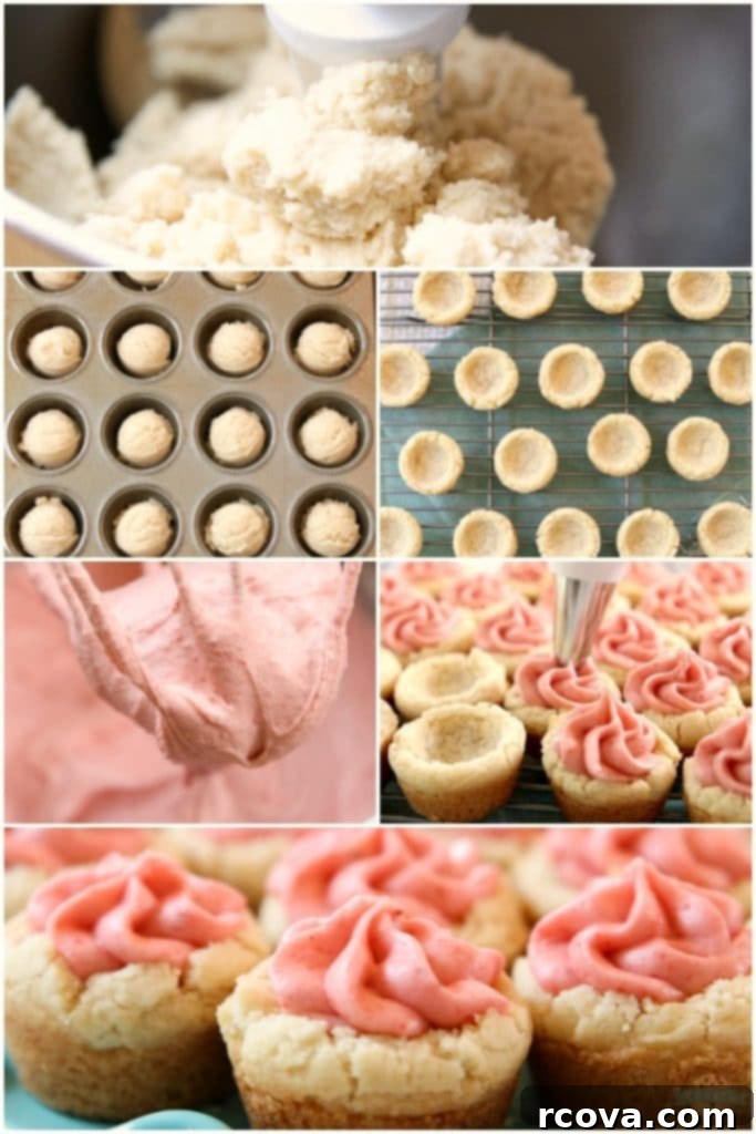 Strawberry Cookie Cup Delights 11 How to make buttercream frosting strawberry cookies cups