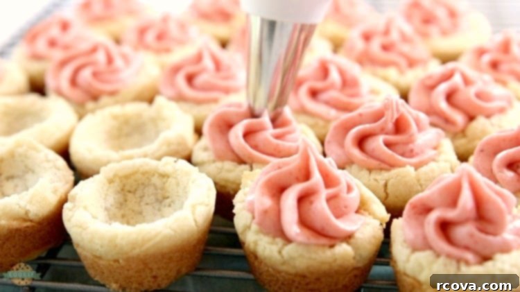 Strawberry Cookie Cup Delights 6 How to pipet frosting