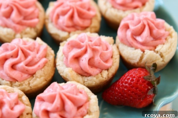 Strawberry Cookie Cup Delights 9 frosted strawberry cookie cups