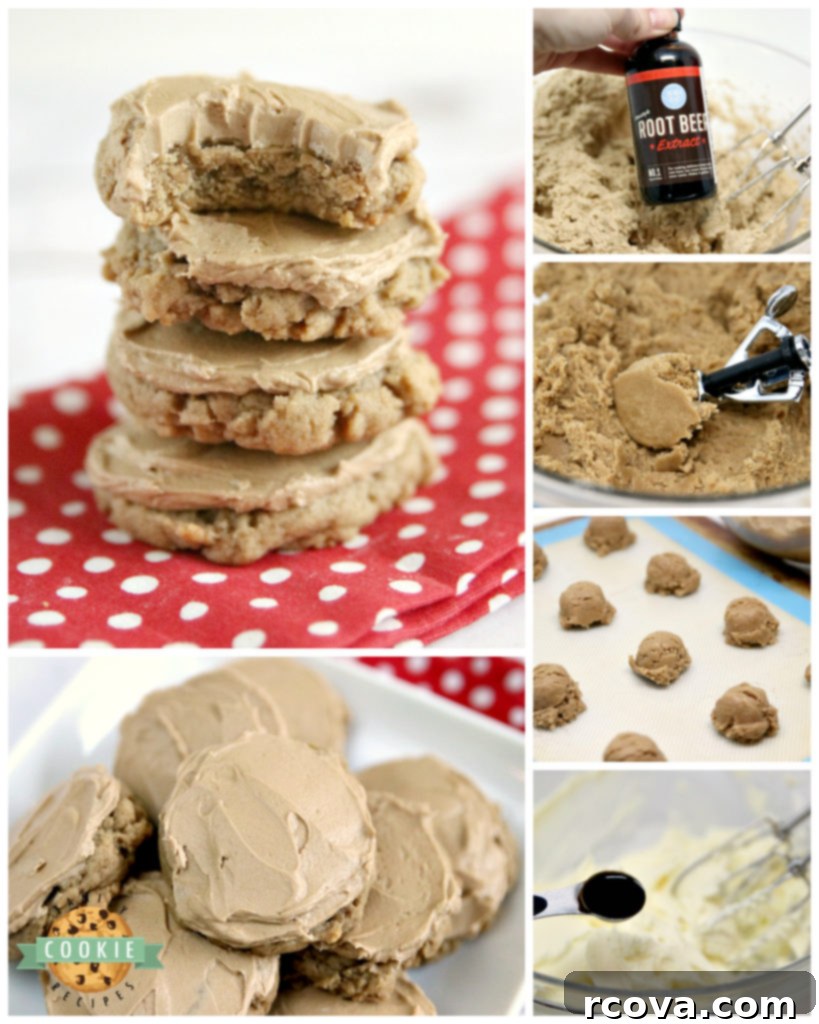 Root Beer Float Cookies 7 Root Beer Cookies are soft and delicious with root beer extract in the cookies and the buttercream frosting on top.
