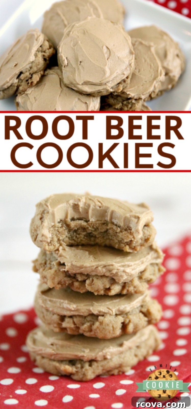 Root Beer Float Cookies 10 Root Beer Cookies are soft and delicious with root beer extract in the cookies and the buttercream frosting on top.