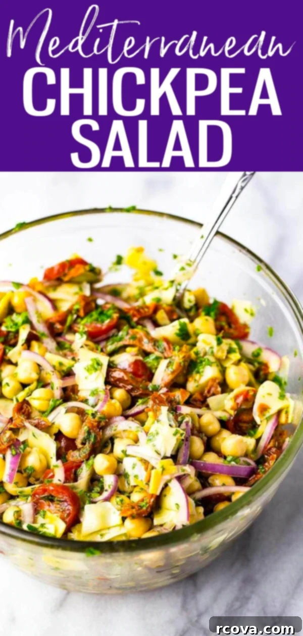 Effortless Mediterranean Chickpea Salad 12 These Mediterranean Chickpea Salad Jars with artichokes and sun-dried tomatoes are the perfect plant-based lunch and are great for meal prep! #chickpea #masonjarsalad